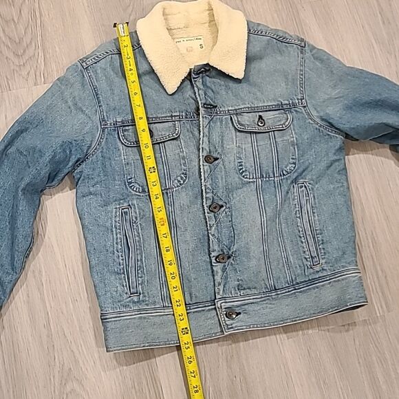 Rag & Bone Huntington Sherpa Lined Denim Jacket Coat SM Oversized Style winter - Picture 5 of 6